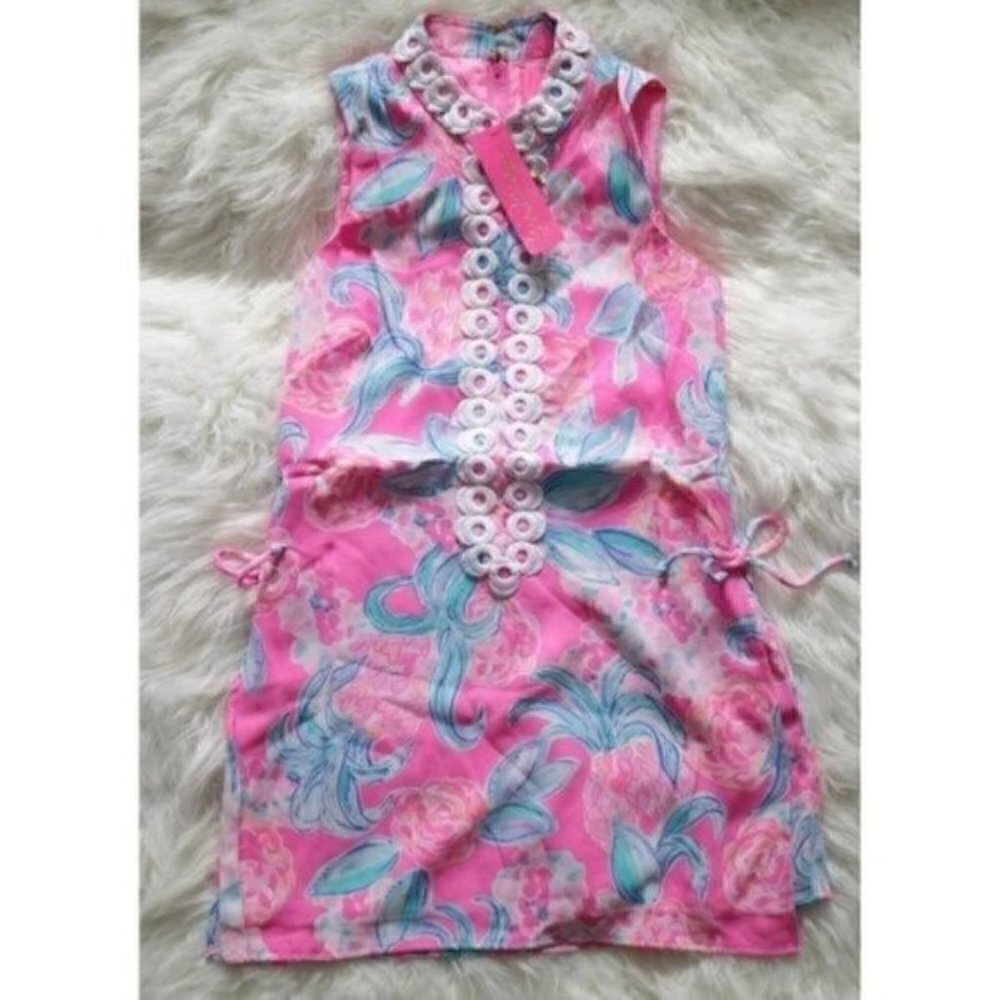 NEW Lilly Pulitzer Tropical Printed Jonna Romper Size 0 Prosecco Pink Blue - Picture 5 of 13